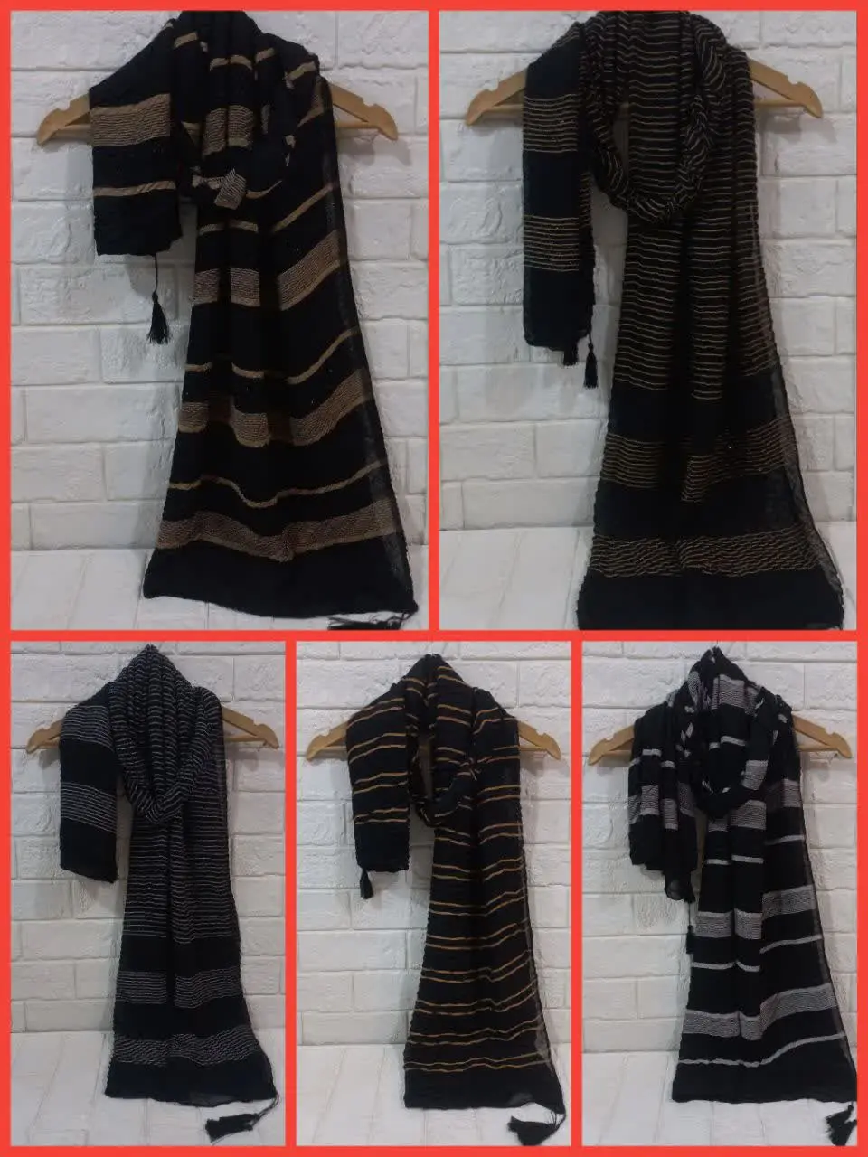 🌸شال نخ پلیسه راه راه