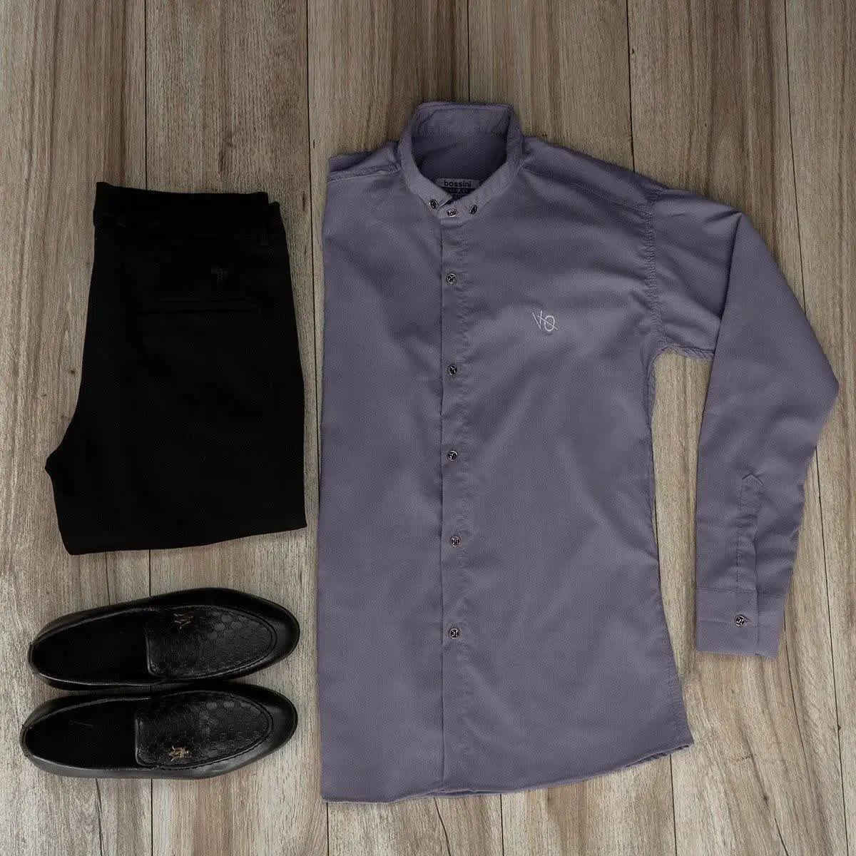 🏆پیراهن مردانه طوسی تیره مدل VQ
