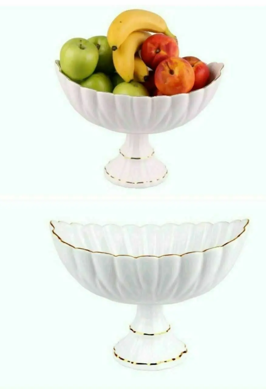 میوه خوری پایه دار چینی طرح کشکول
