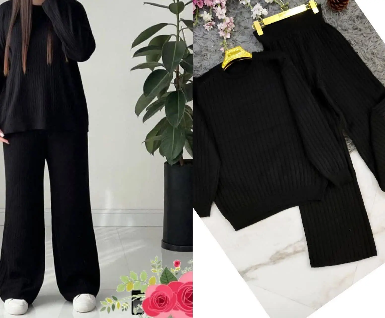 🌸نام: ست کبریتی بافت (بلوز و شلوار) 
