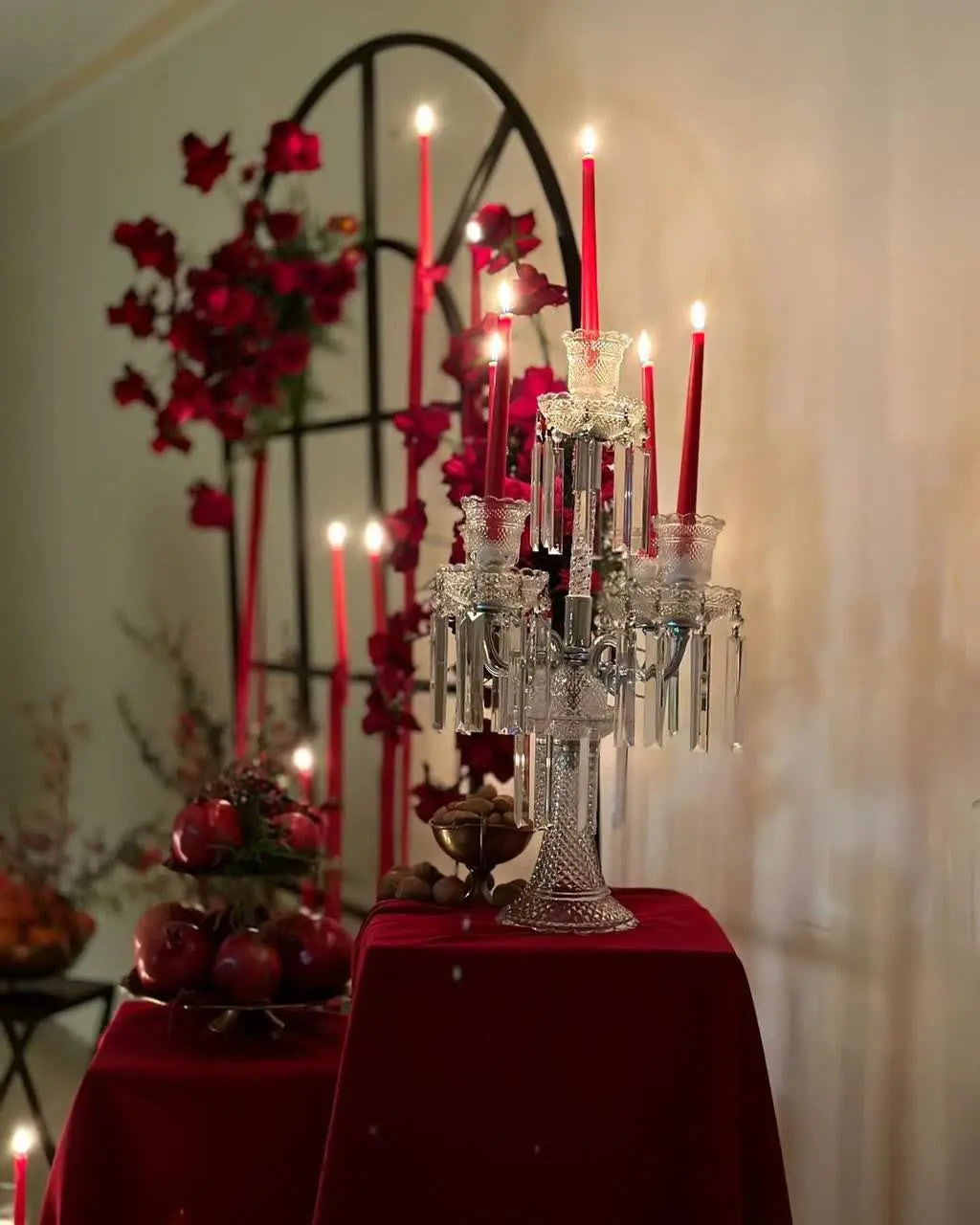 یک جفت شمعدون ۵شاخه باکارات میخی
