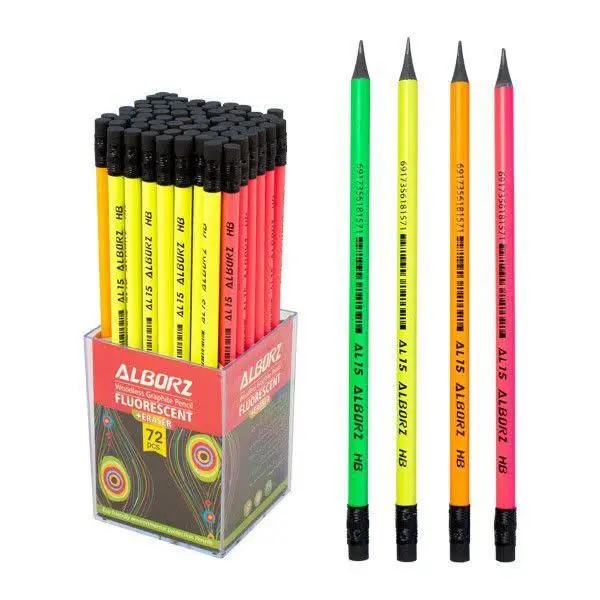 مداد مشکی فلورسنت پاکن دار البرز در بسته بندی‌های (۷۲ عددی) زیبا
