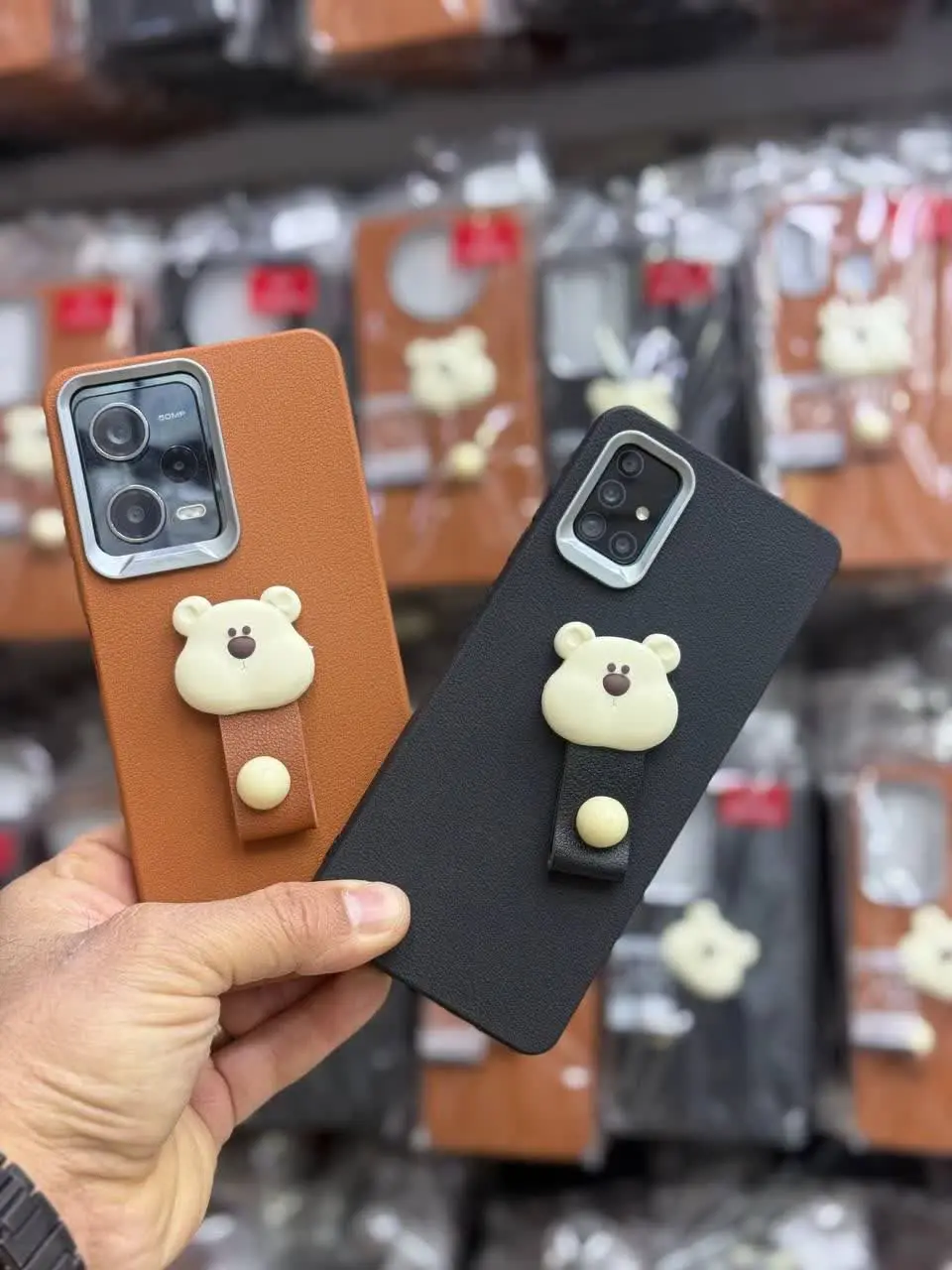 📱مدل قاب: قاب چرم تدی با جا انگشت مخصوص انواع #سامسونگ #شیائومی
