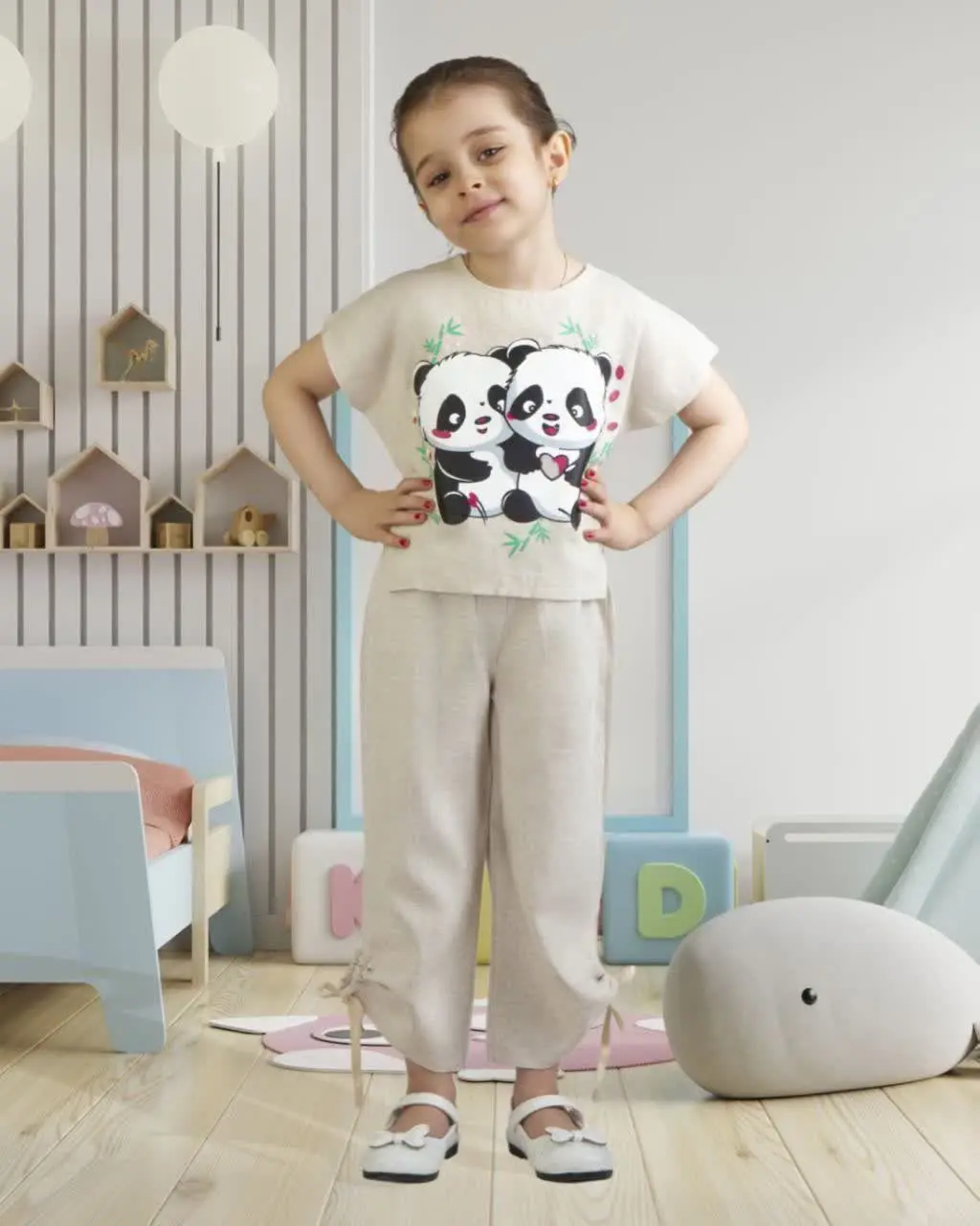 👫شومیز شلوار پاندا لنین اعلا✅
