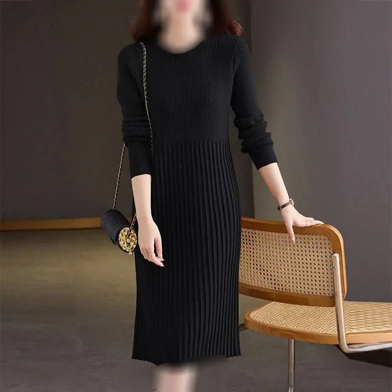 پیراهن بافت بلند، پایین طرح دار 
