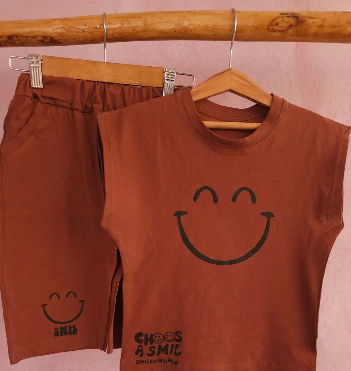 🔮تاپ شلوارک اسپرت طرح لبخند🔮
