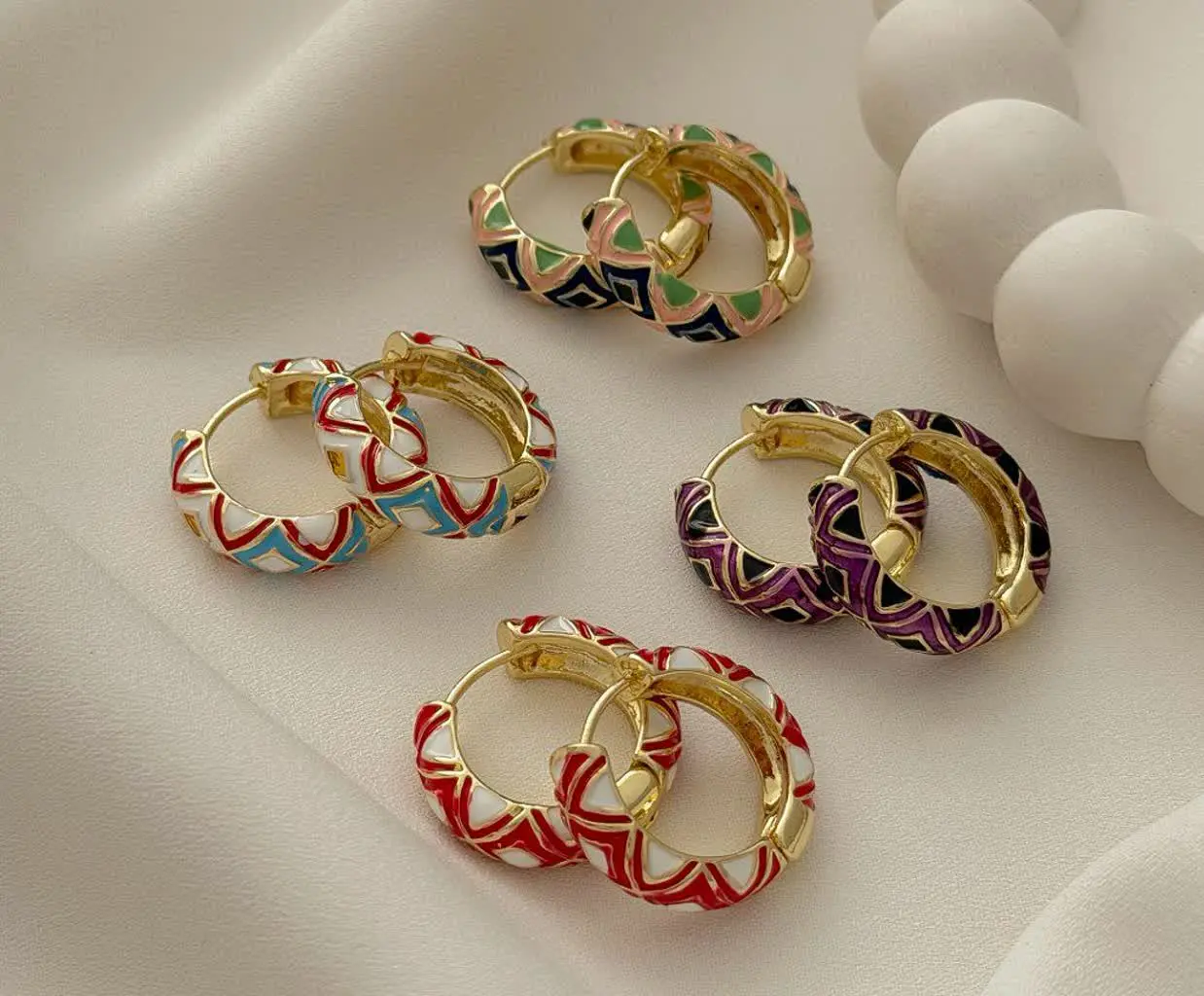 گوشواره میناکاری استیل کد ۲۲۷۶