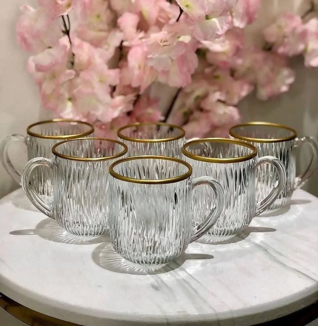 ✅فنجان ۶عددی سولو مدل لب طلایی