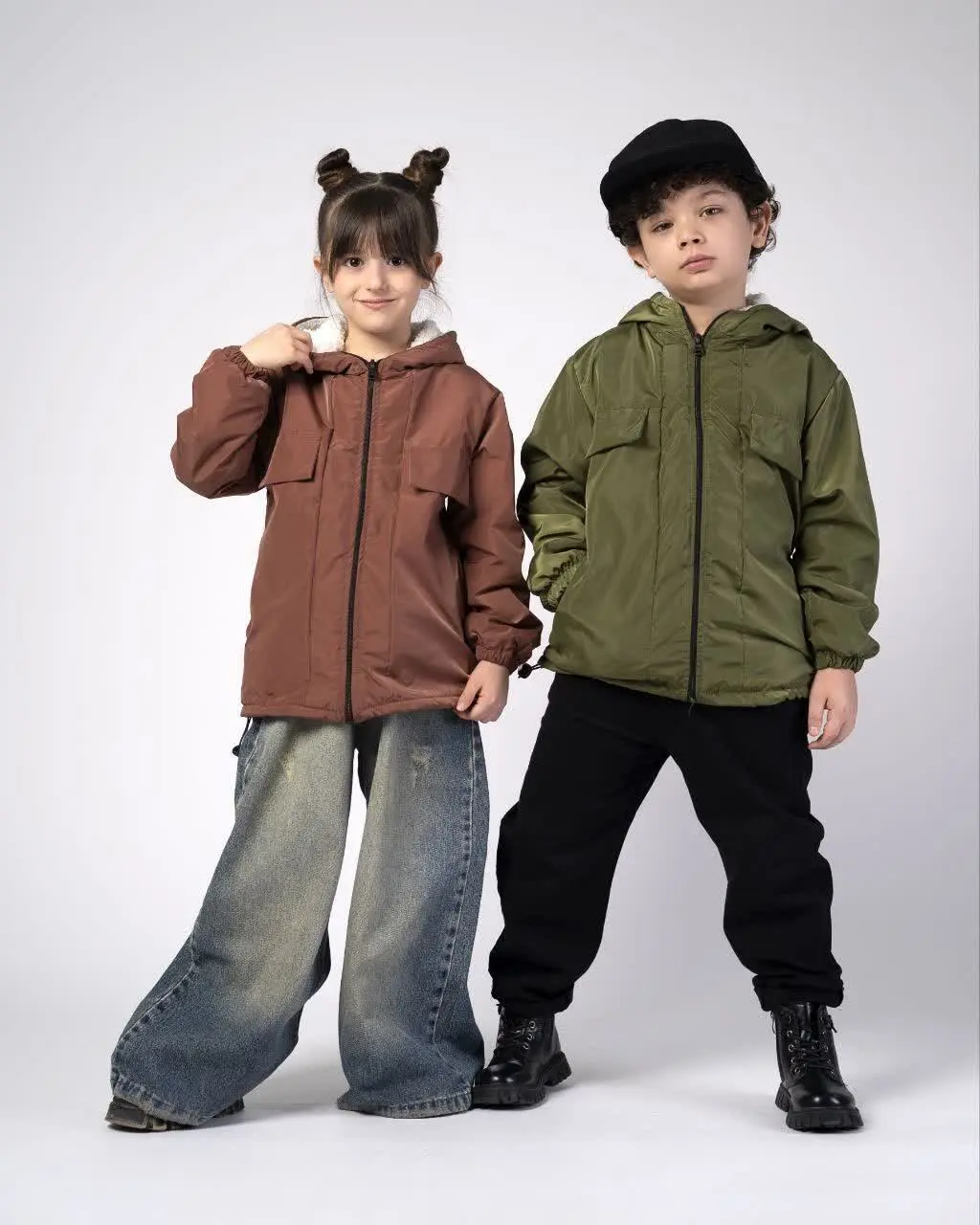 🌲🪵کاپشن بارونی بیسیک طرح جیب