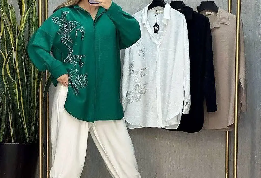 شومیز مانتویی سه گل⚜️ 
