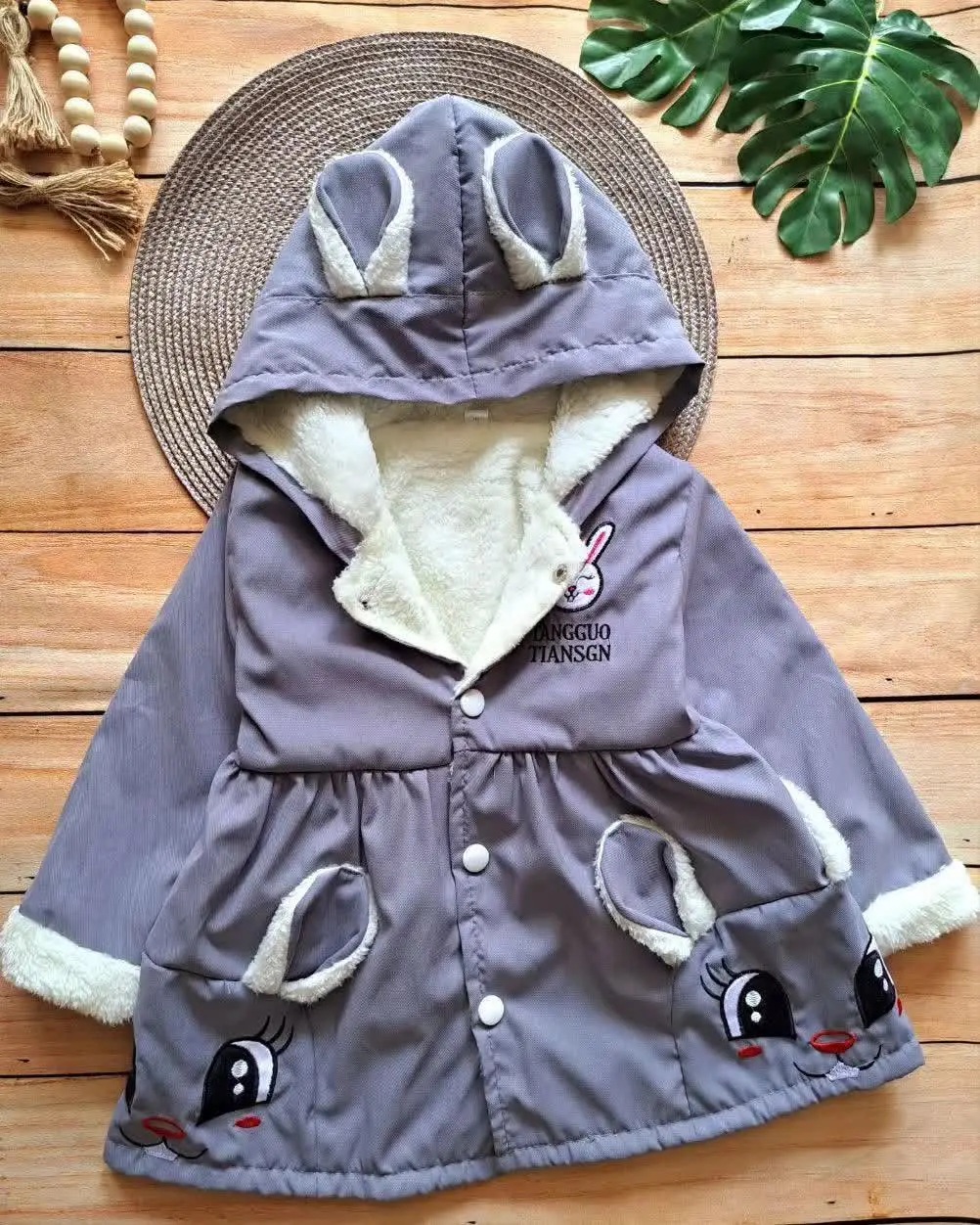 پالتو کلاهدار دخترانه جیب خرگوشی
