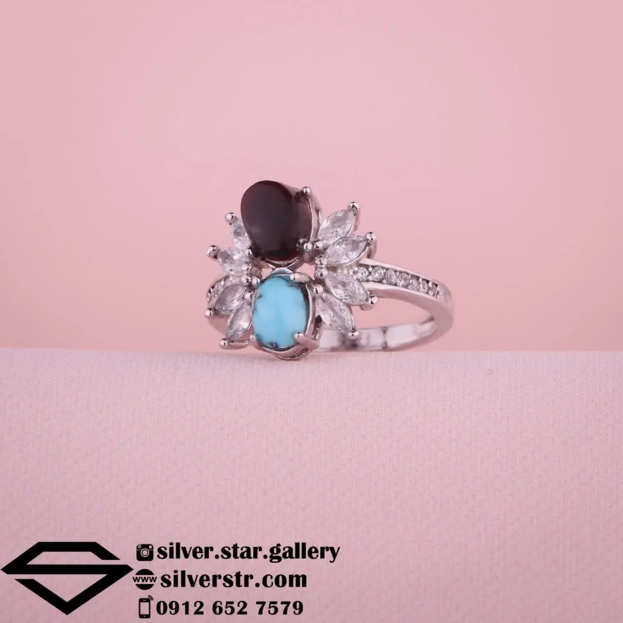 🌱 انگشتر #زنانه دو نگین کد ۵۸۰
