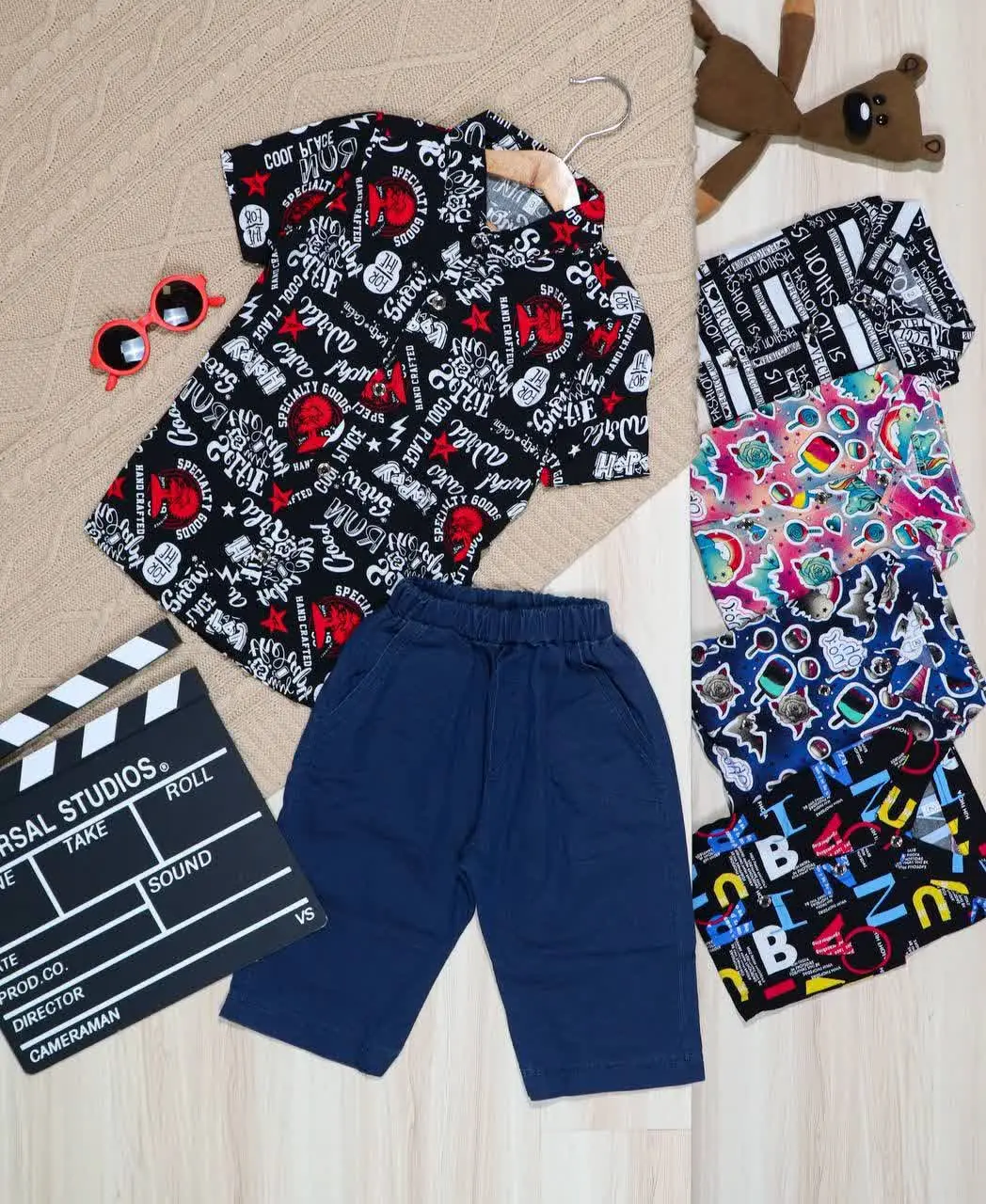 👫پیراهن و شلوارک نخی/ نیل چاپ میکس👫
