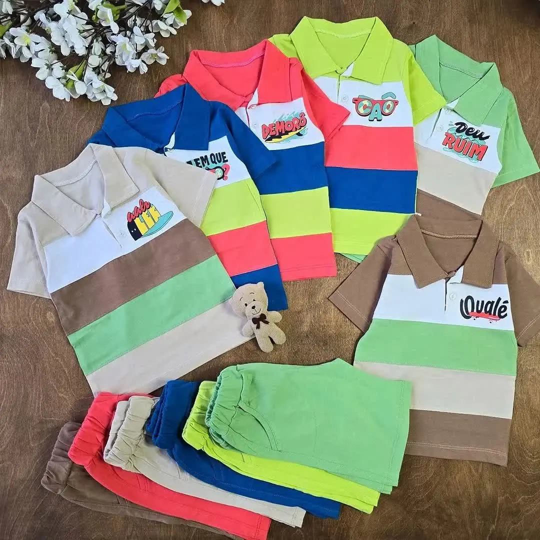 تیشرت شلوارک یفه دار راه راه
