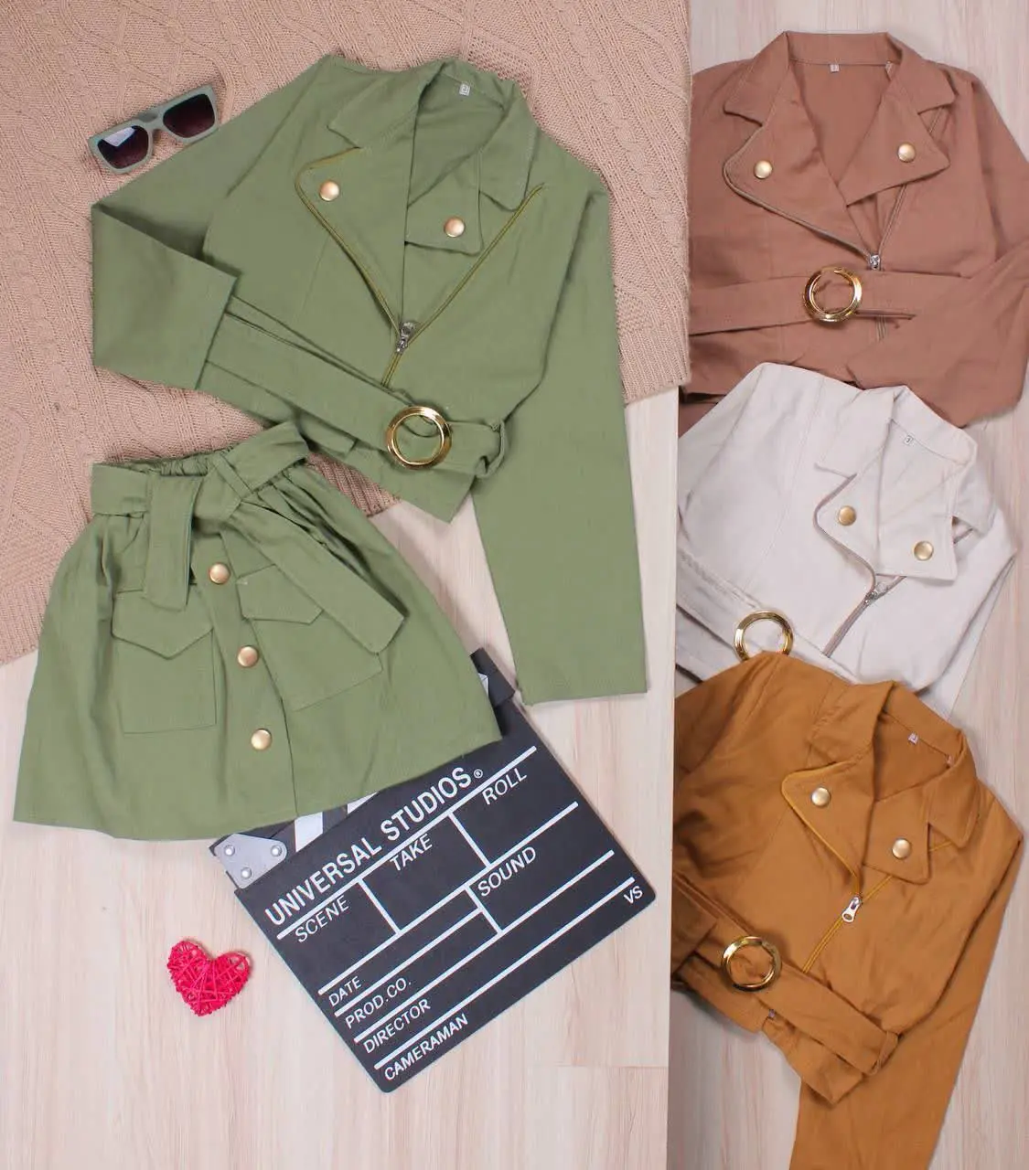 👫کت و دامن کتان سگک دار مجلسی👫