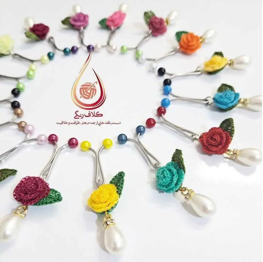 گیره روسری گل رز و آویز مرو...