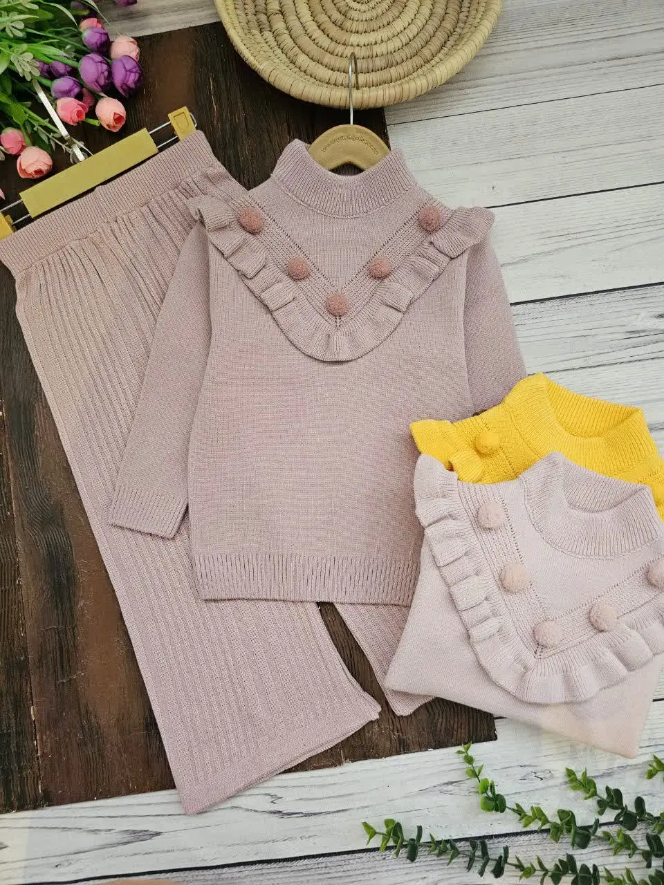 بلوز شلوار پوم دار
