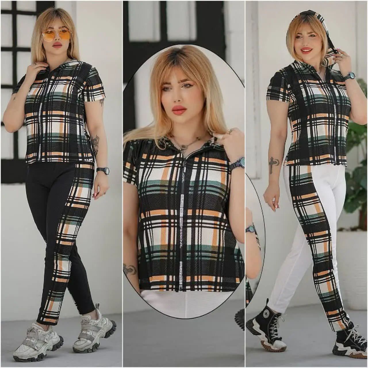 🍃نام: ست چهارخونه زیپی 
