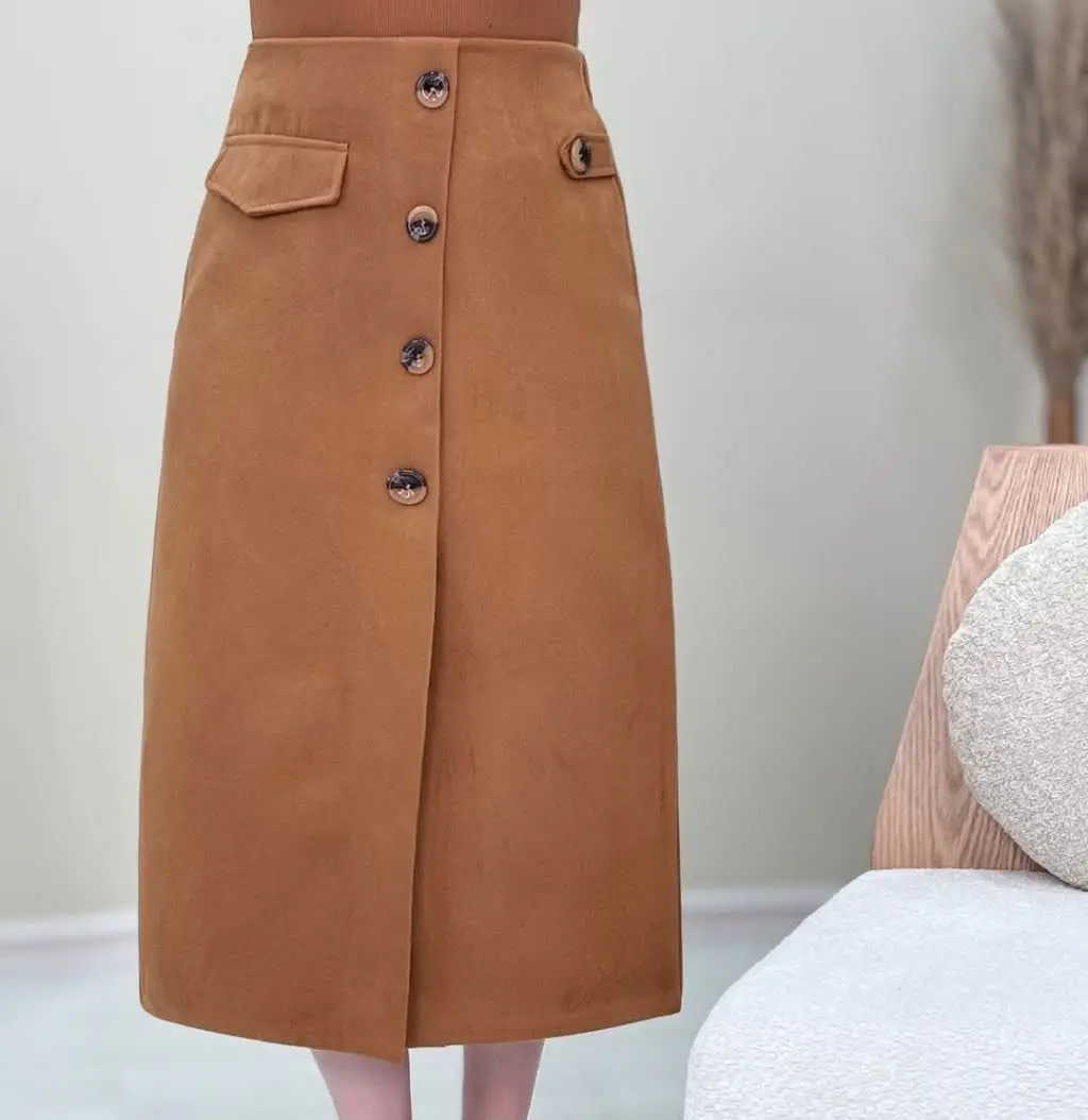 🛍نام: دامن فوتر جلودکمه شیدا🍂
