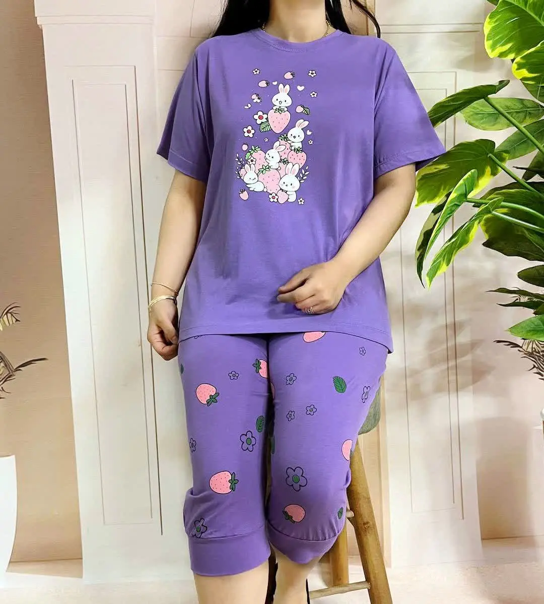 ست تیشرت و شلوارک توت فرنگی🍓🐰