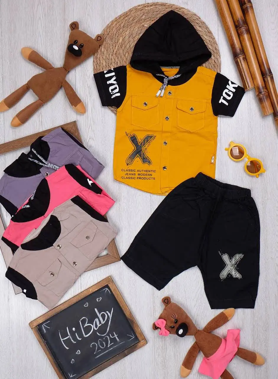 👫پیراهن و شلوارک کتان چاپ XTOKYO👫
