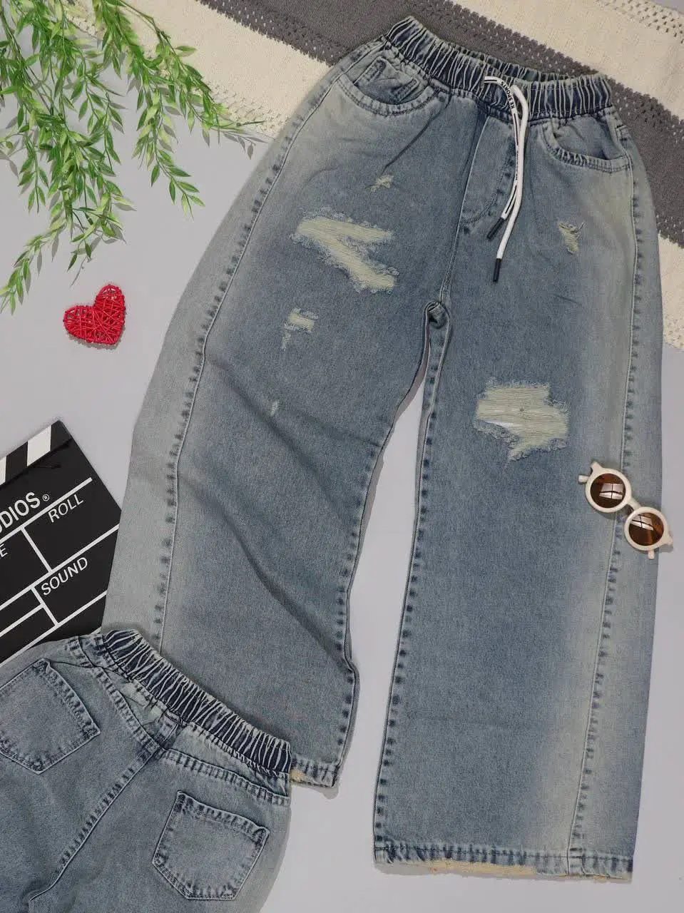 👫شلوار جین دخترانه آبی روشن...