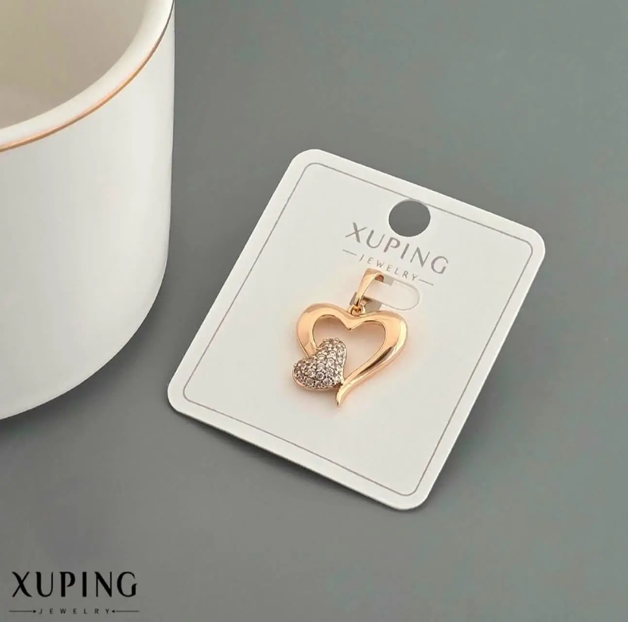 پلاک قلبی نگین دار بدون زنج...