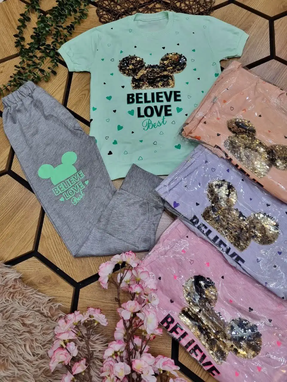 👕تی شرت شلوار میکی پولکی دخ...