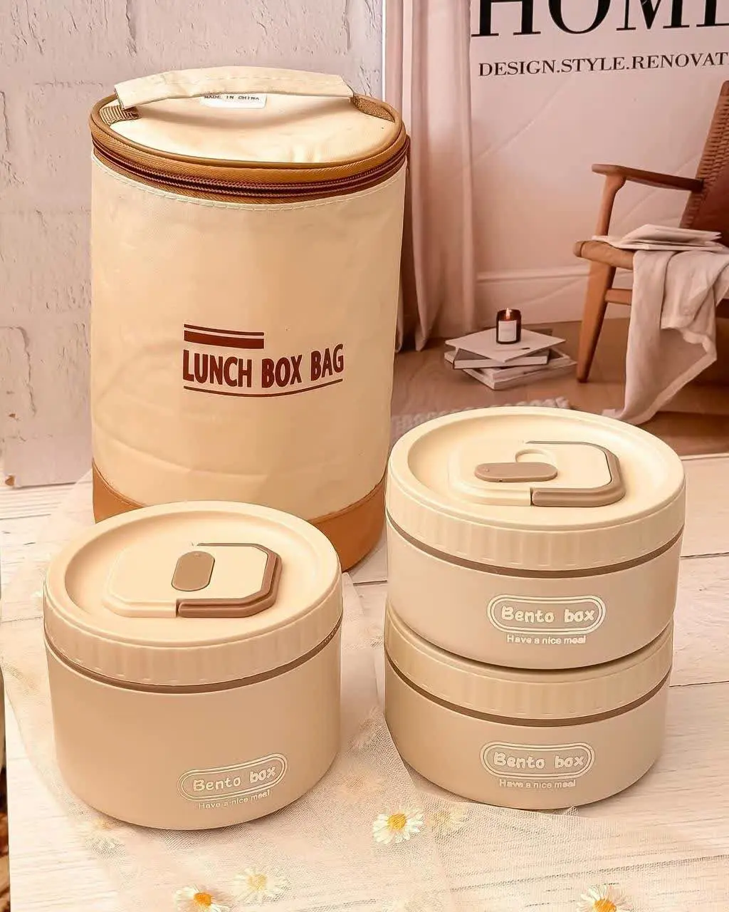 لانچ باکس سه تایی همراه با کیف عایق
