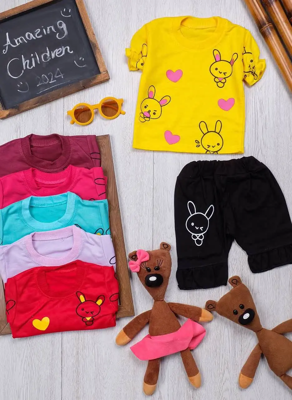 👫تیشرت و شلوارک دخترانه خرگوش👫
