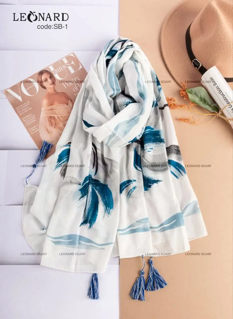 ☪️شال آبی سفید 
