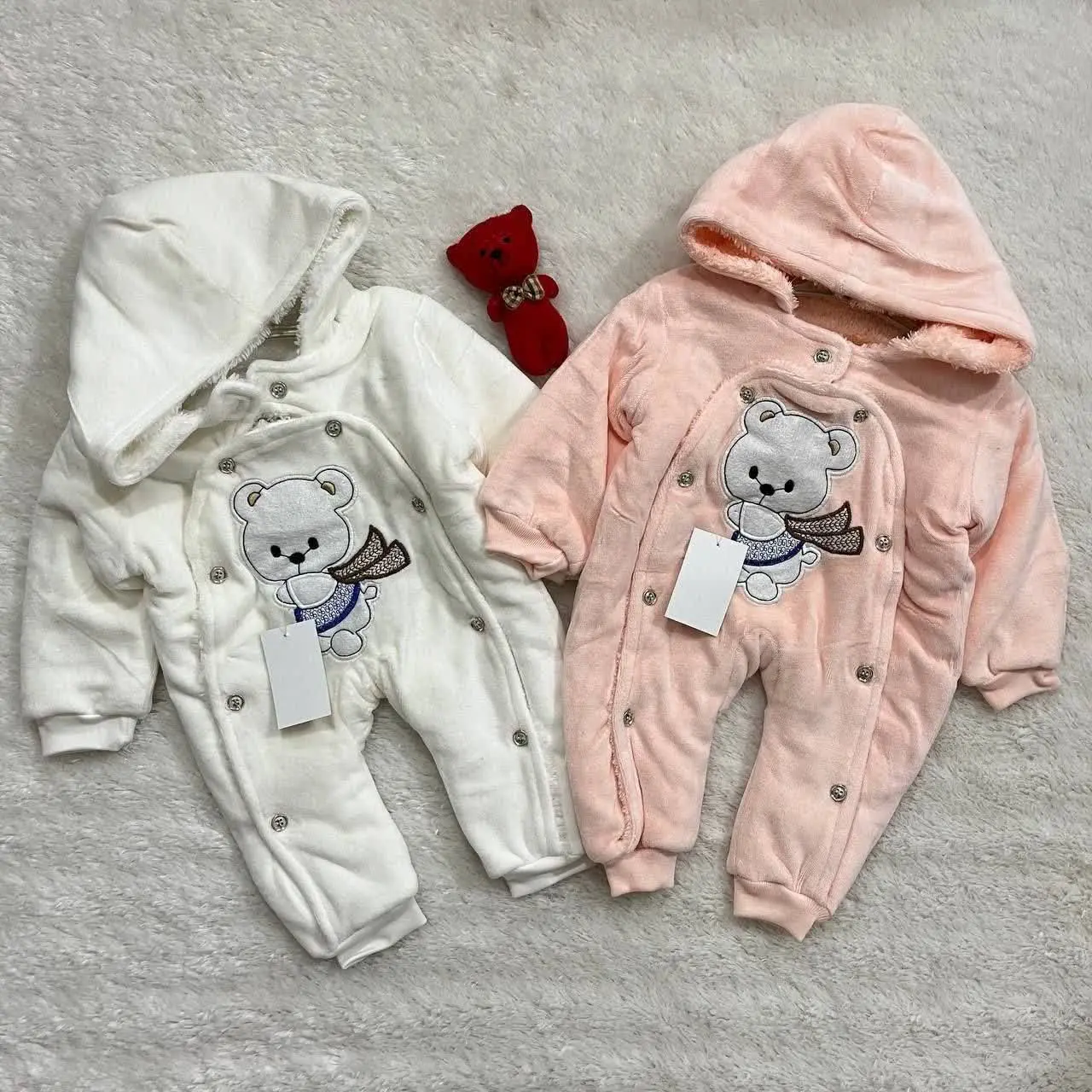 کاپشن سرهمی مخمل نوزادی خرس...