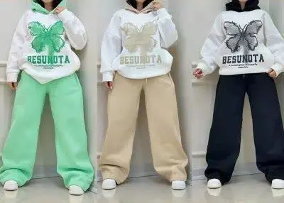 ست هودی شلوار بگ پروانه