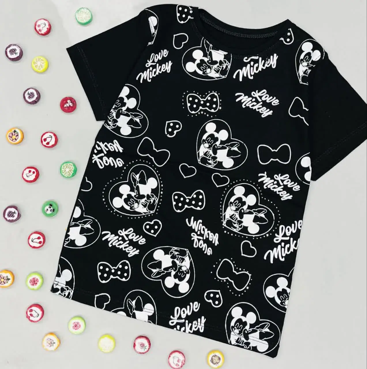 ✅ تیشرت دخترانه مشکی میکی
