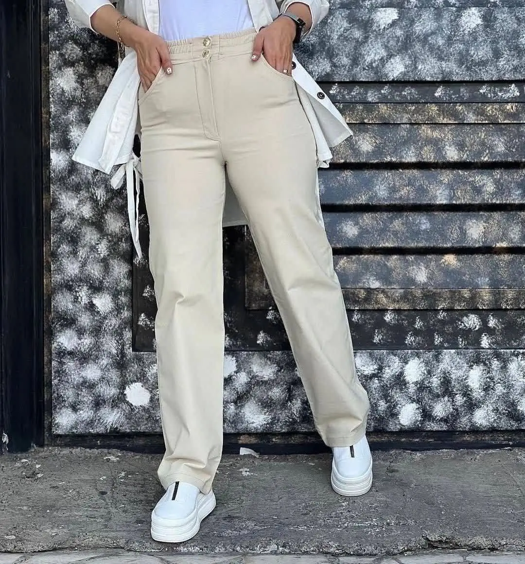 🌸 نام: شلوار نیم بگ کتان رنگی
