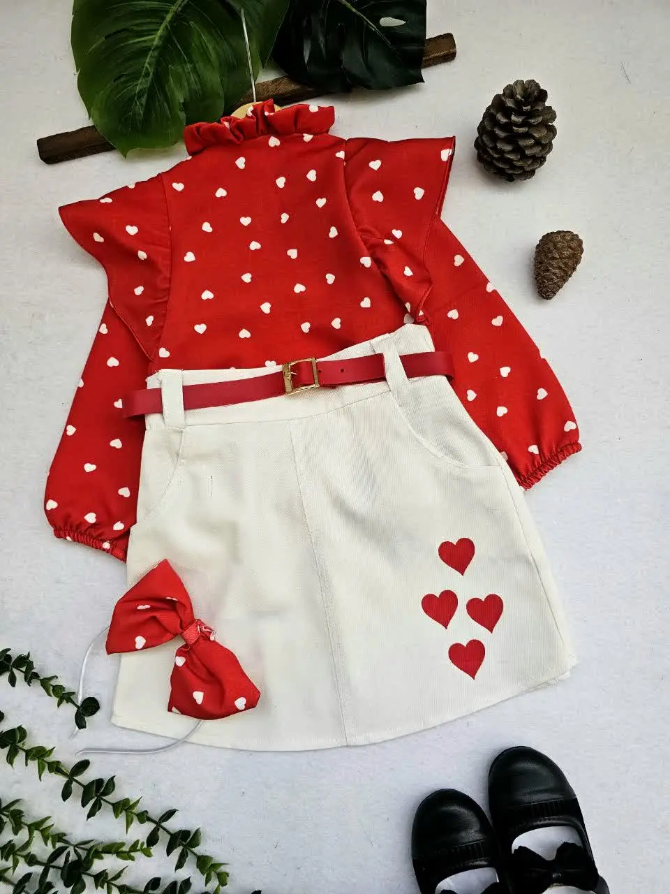 شومیز و دامن راشین همراه تل
