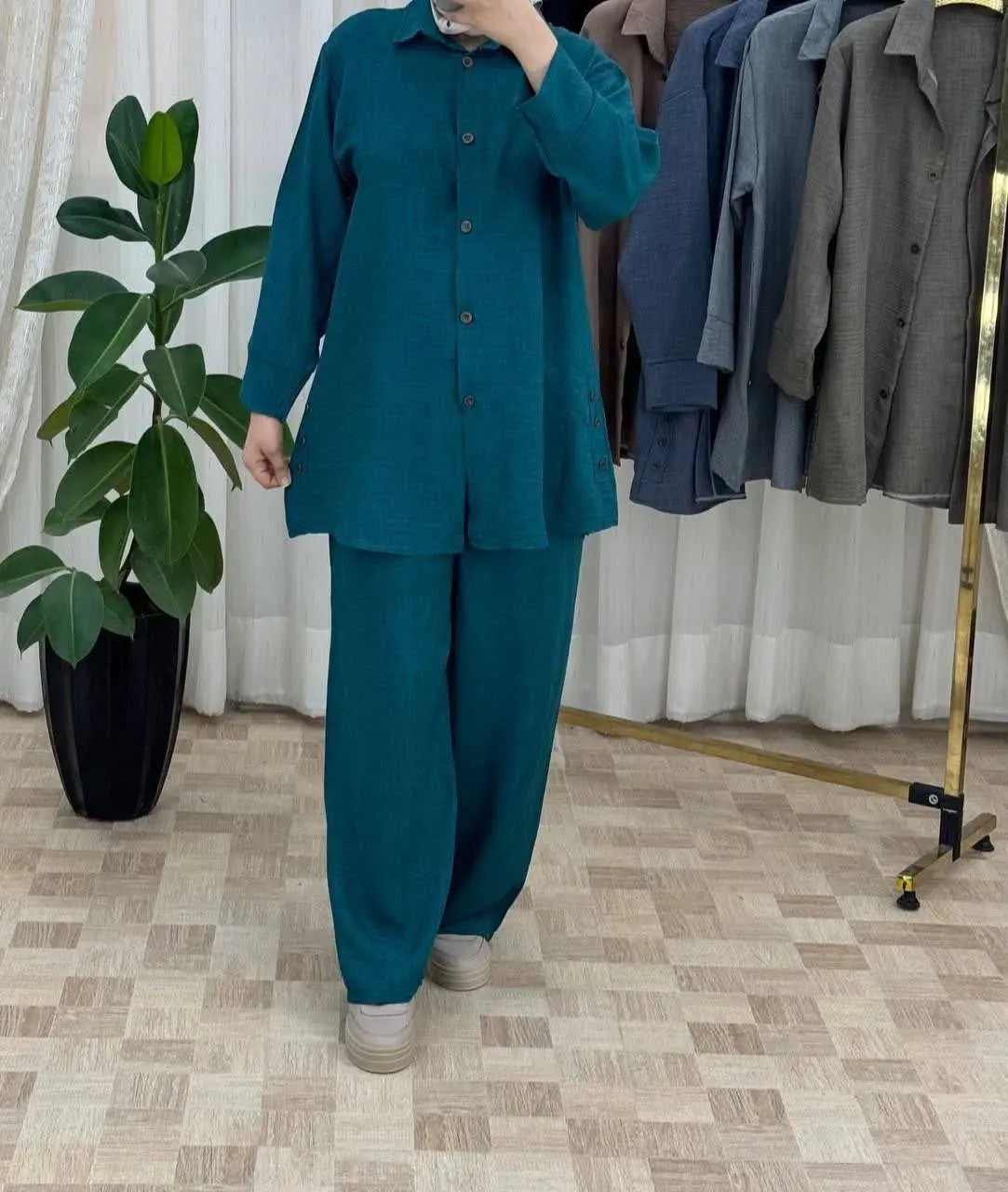 ⭕نام: ست شانتون یقه دار
