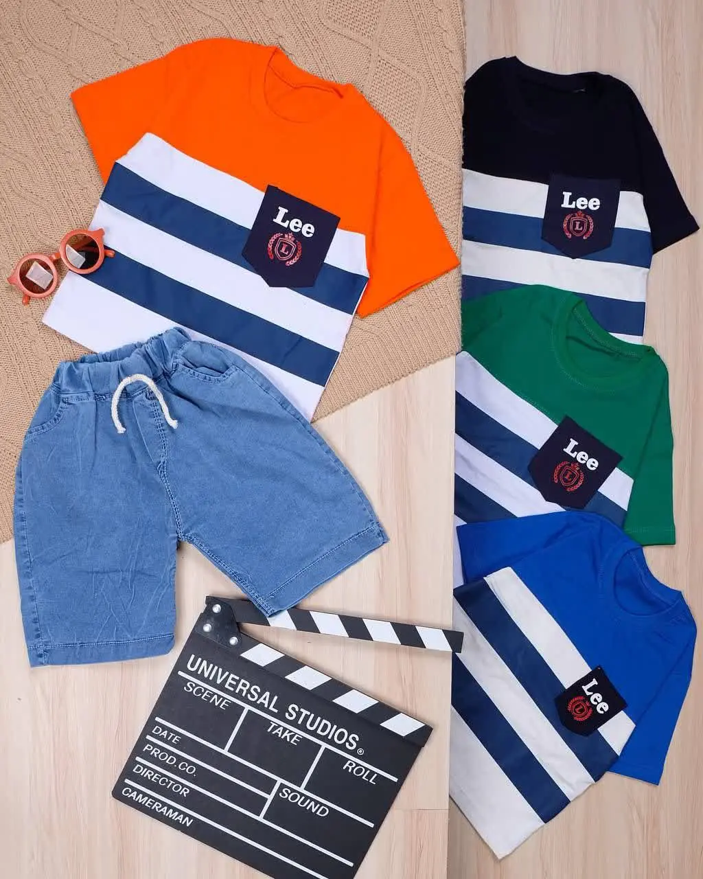 👫تیشرت و شلوارک پرچمی چاپ LEE👫
