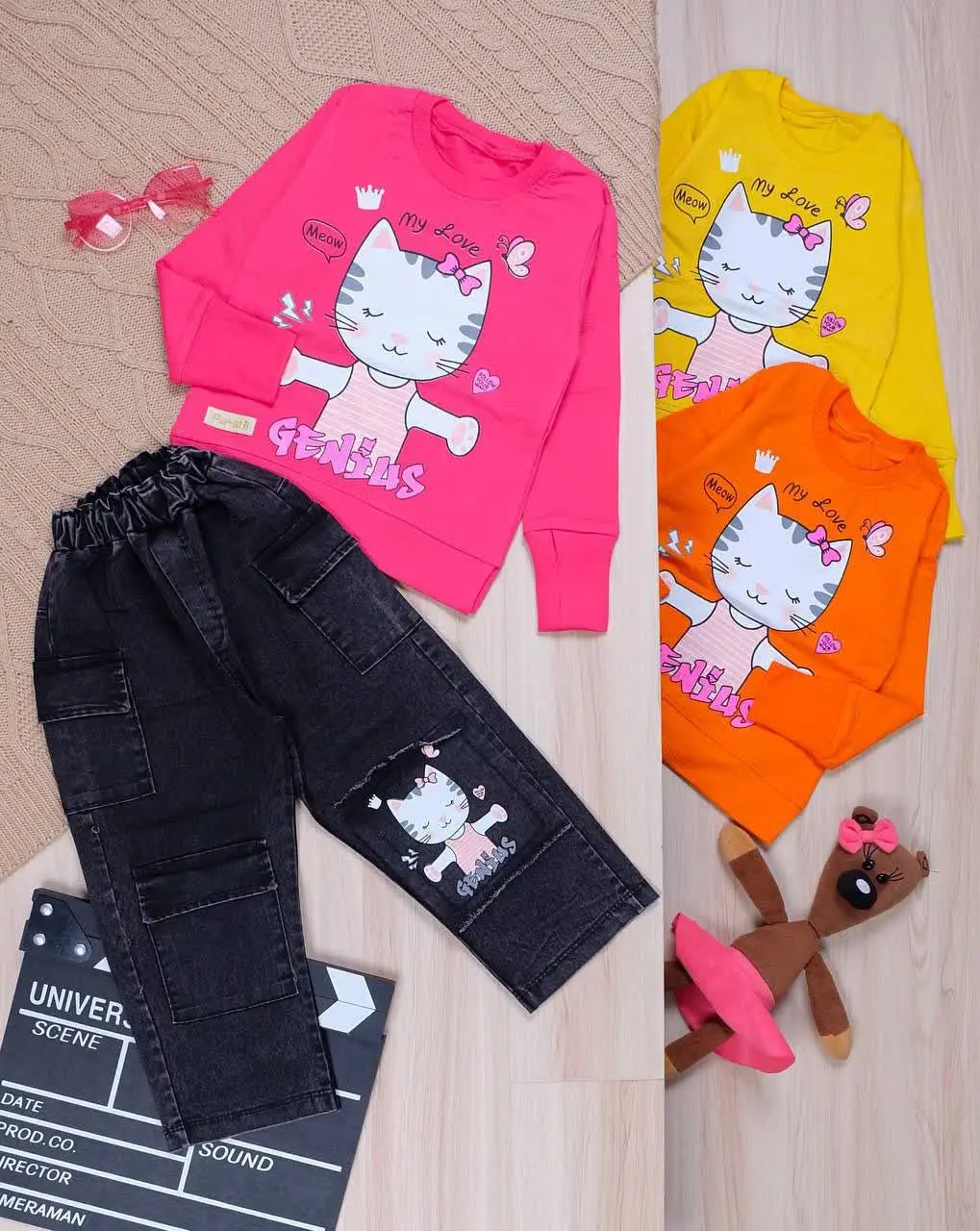 👫بلوز و شلوار جین اسلپ گربه دست باز👫
