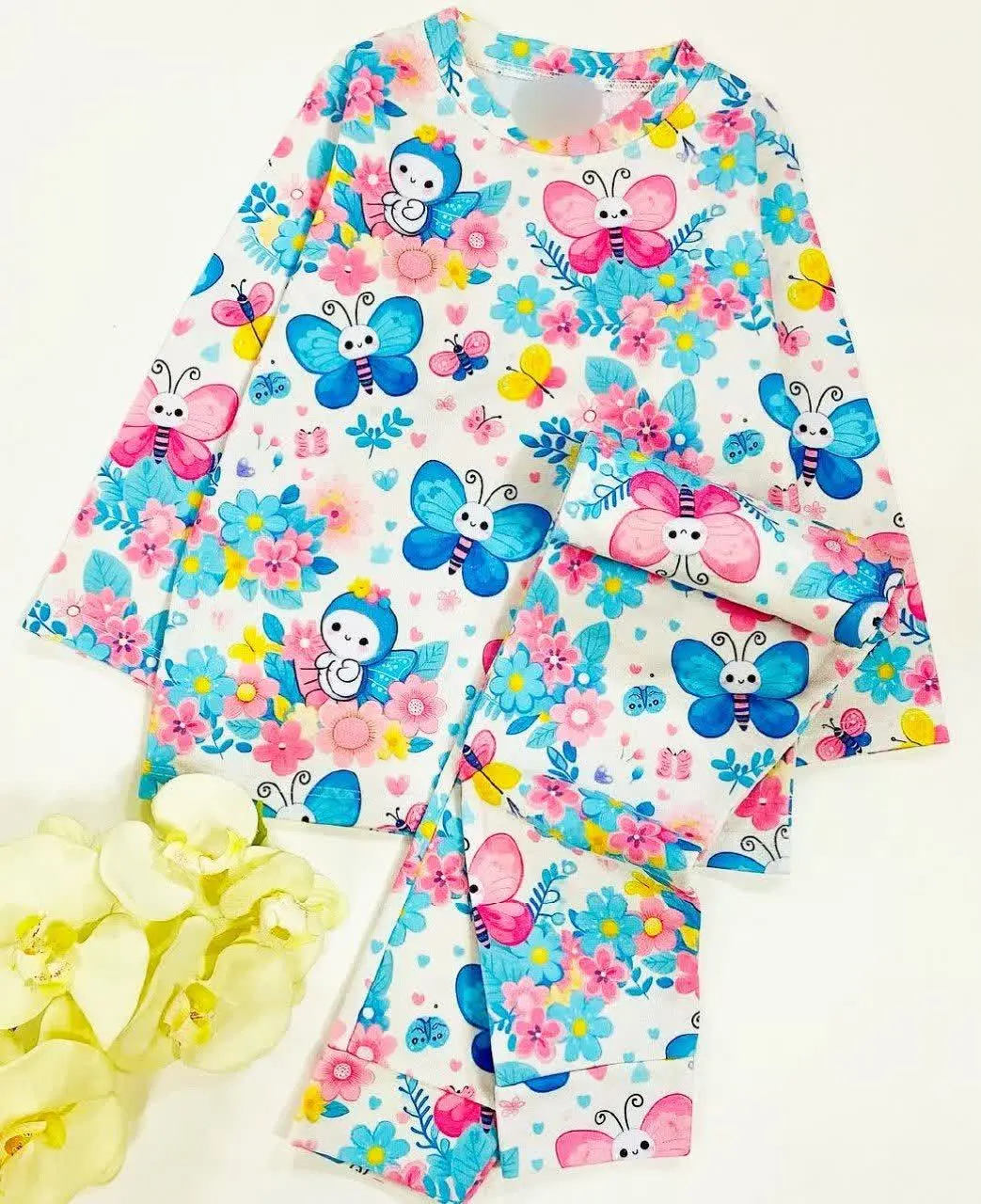 👚نام: ست راحتی پاییزه پروانه آبی سایز بزرگ
