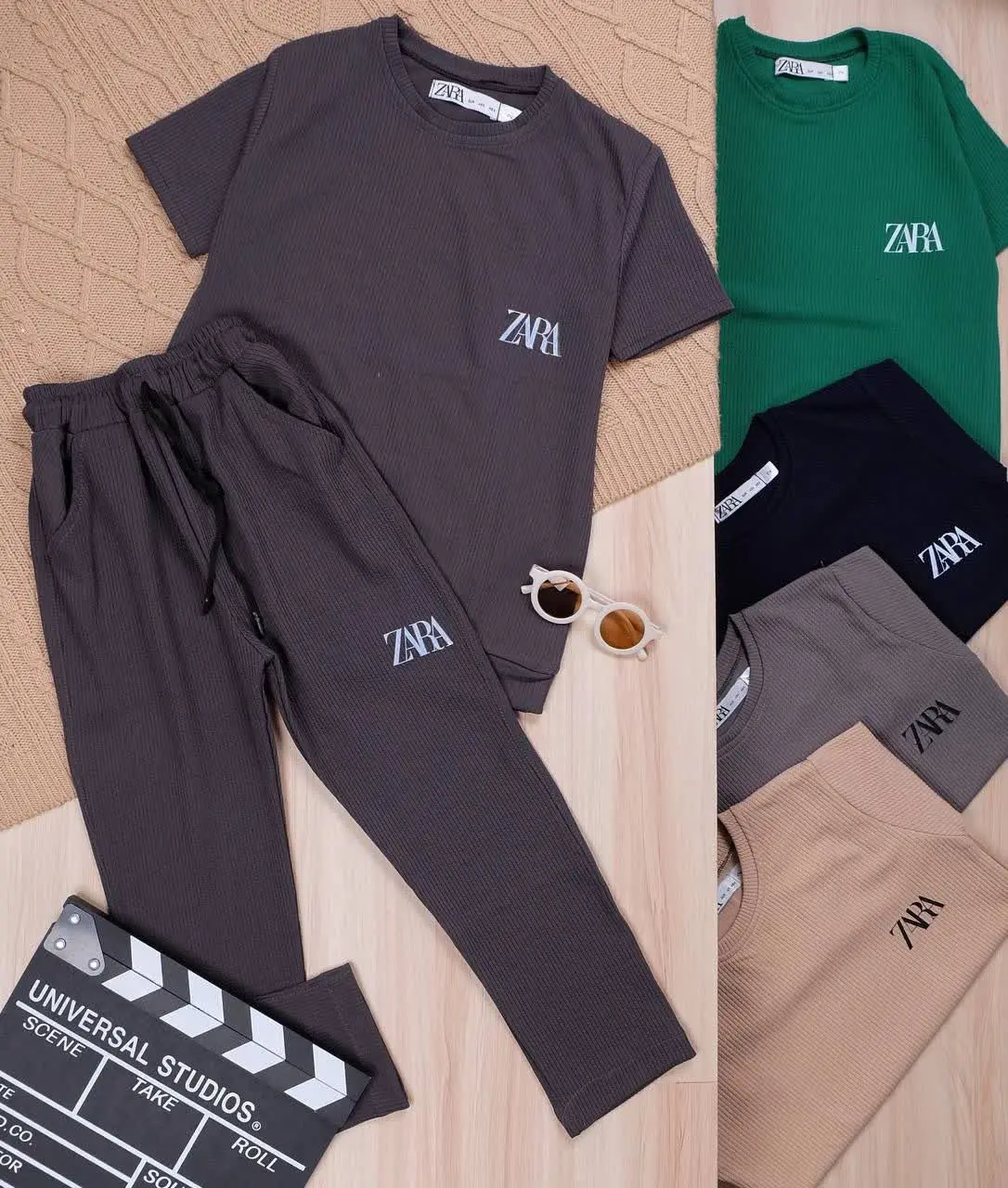 👫تیشرت و شلوار کبریتی یقه گرد👫
