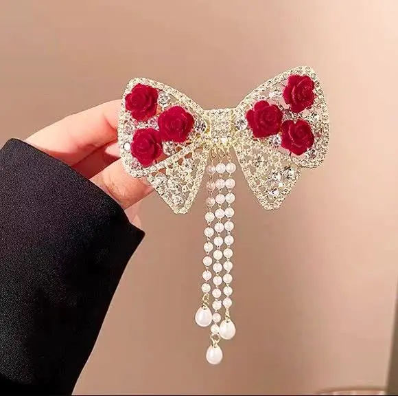 🌹 گیره فرانسوی رز و پاپیون