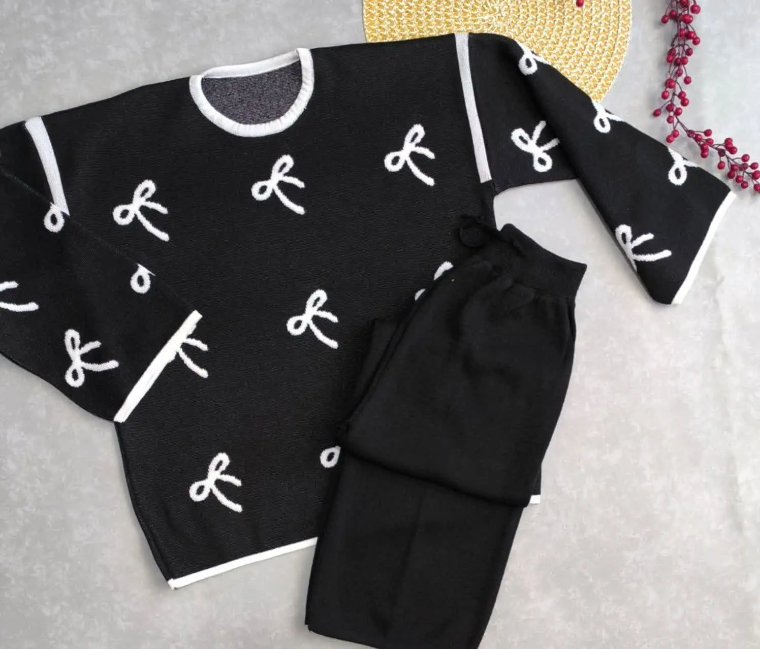 ✅ ست پاپیون برجسته، بافت اک...