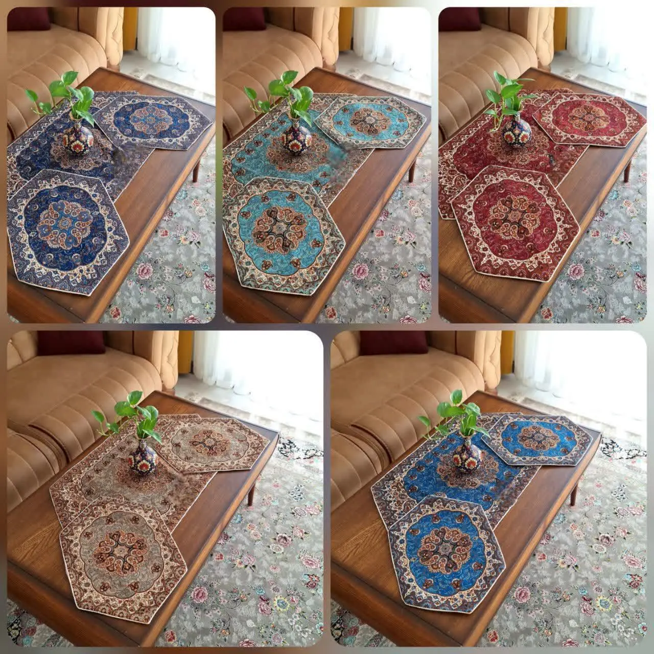 📍رومیزی ترمه  ست۳تیکه طرح ش...