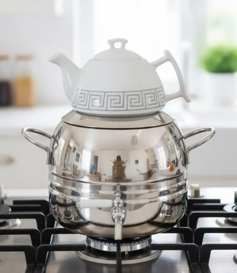 کتری قوری استیل طرح ترک🍓 De...