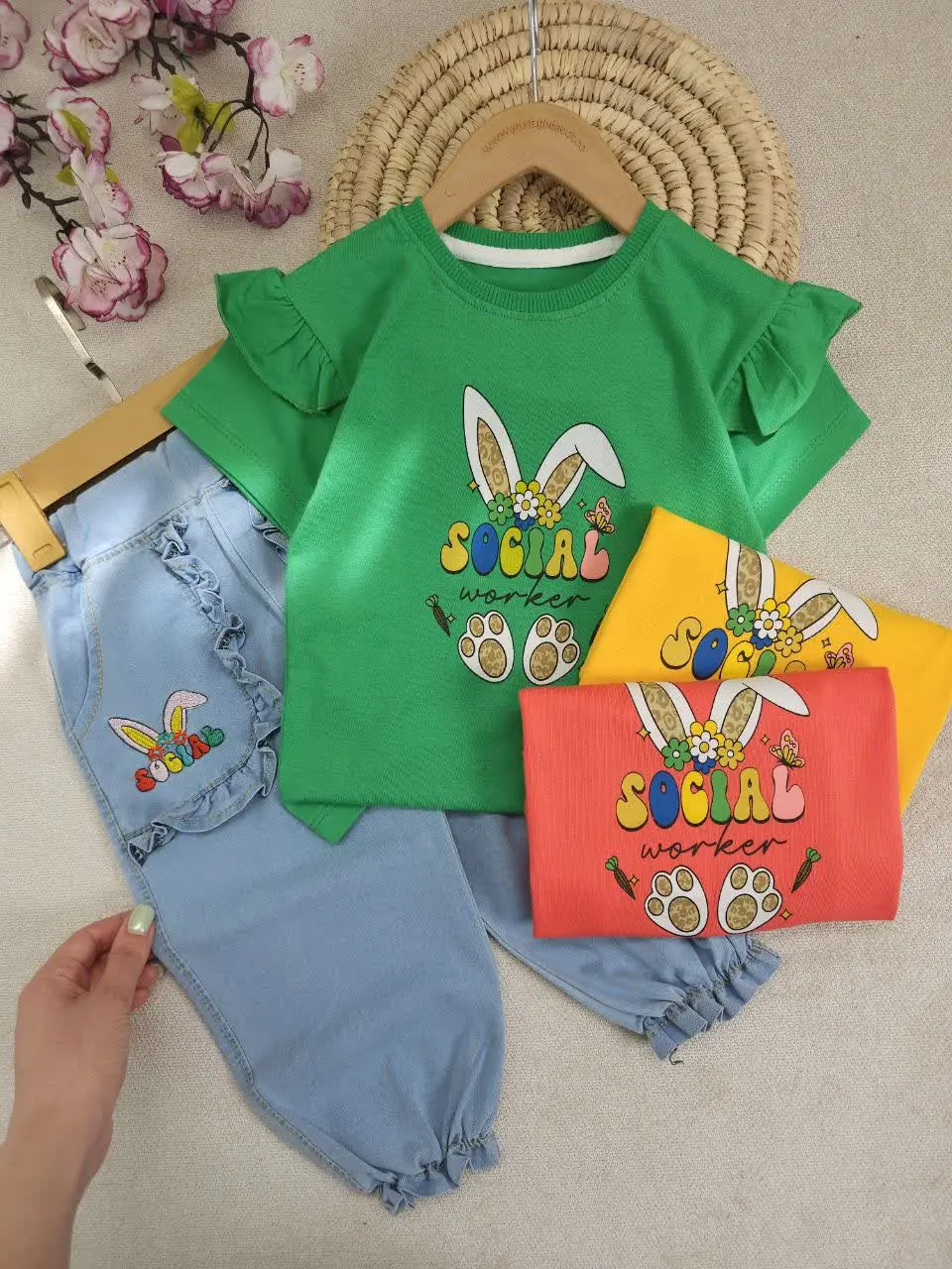 تیشرت شلوارک دخترانه social
