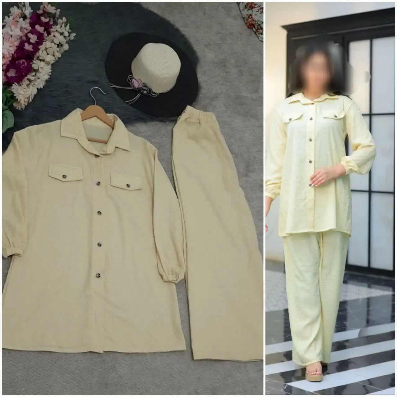 🛍نام: ست مانتو و شلوار طرح جیب🌱
