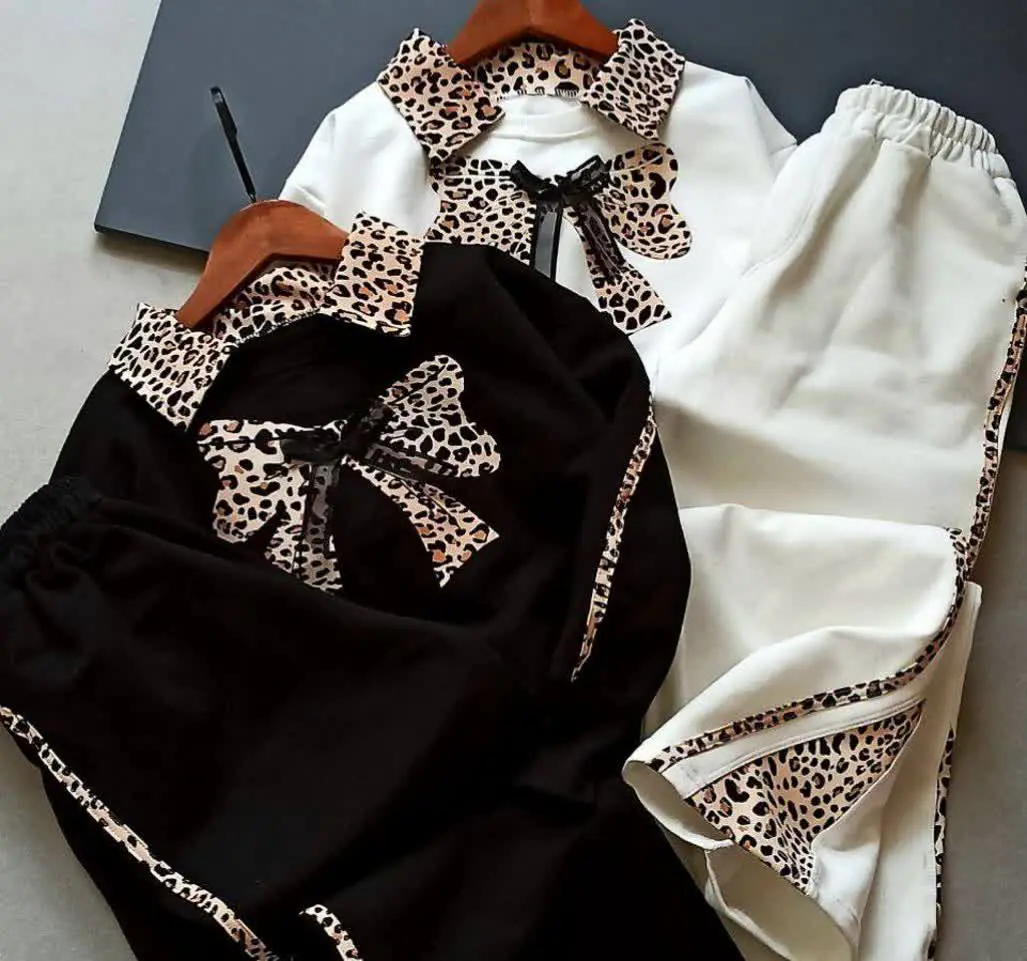 بلوز شلوار پاپیون پلنگی