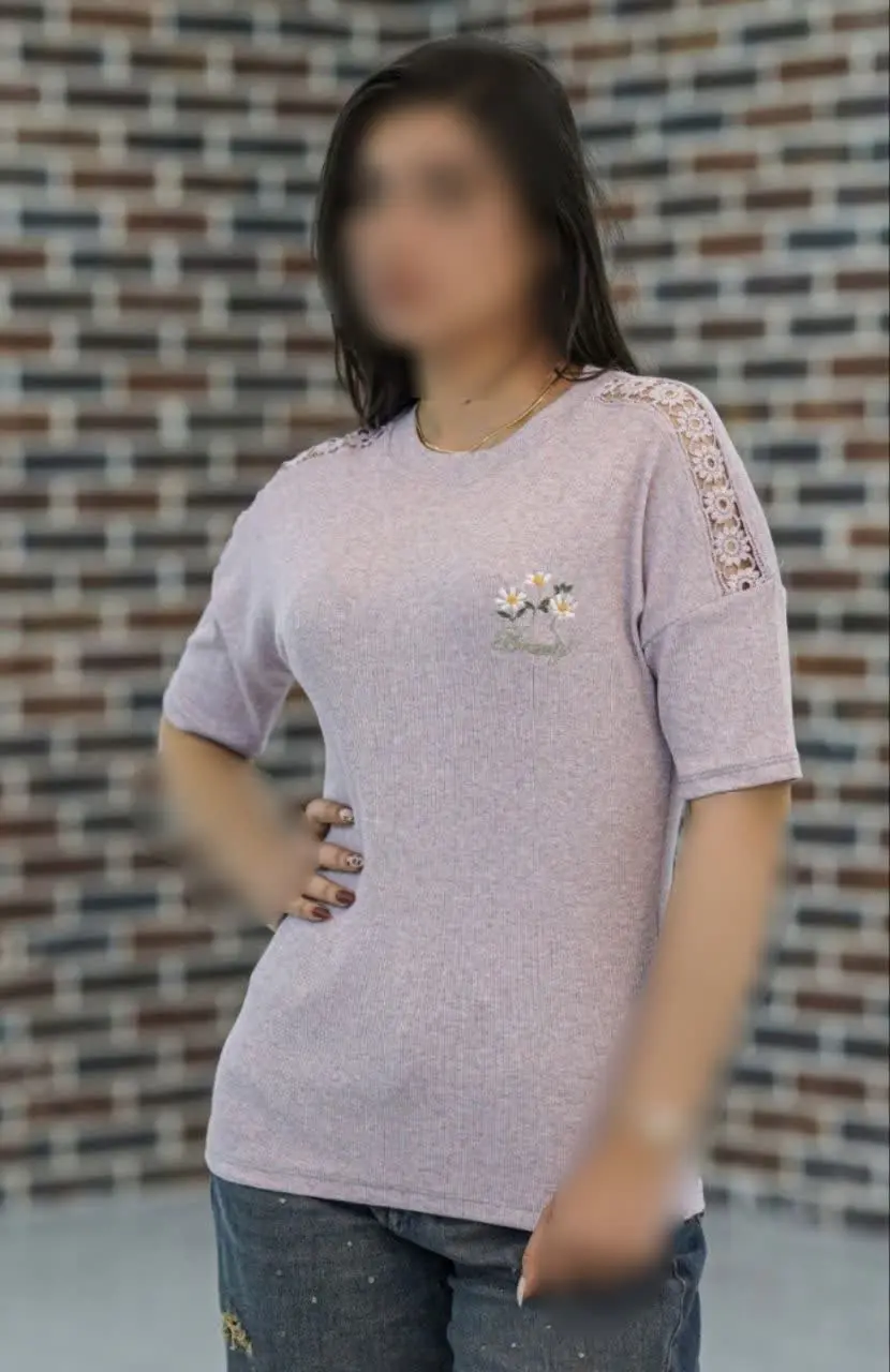 💥 #تیشرت سرشانه #گیپور #گلدوزی
