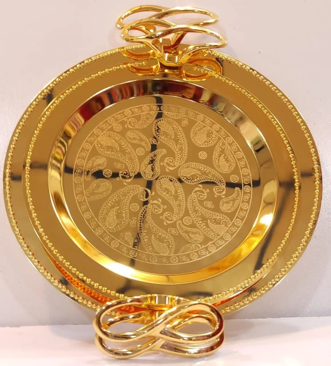 سینی طلای رنگ ثابت دوتکه 
